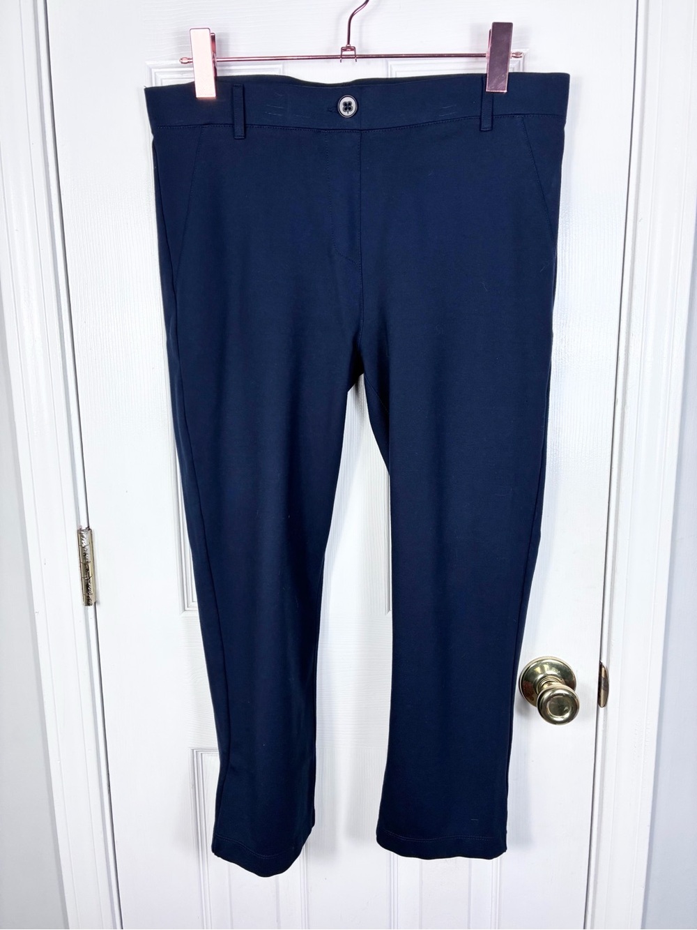 Betabrand Navy Cropped Pull On Pants Size Large